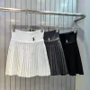 Hochwertiger Faltenrock von Ralph Lauren in Grau, Strick, bestickt