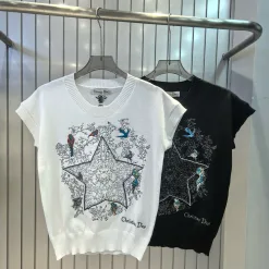 Premium Dior Weste im weißen bestickten Stil