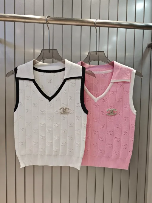 Chanel Weste in Premiumqualität, Pink, Strickkollektion