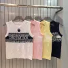 Luxus Dior Weste Gelb Strick Bestickt Luxus