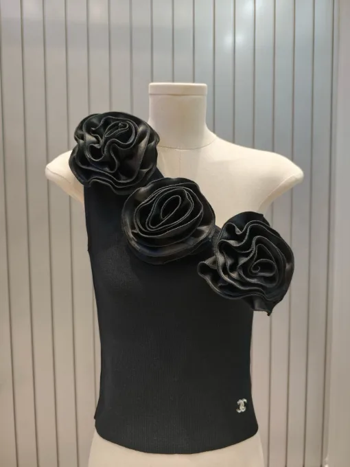 Chanel Weste in Premiumqualität, schwarzer Strick, Luxus