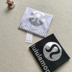 Premium Qualität Lululemon Kurzarm Weiß Logo Luxus