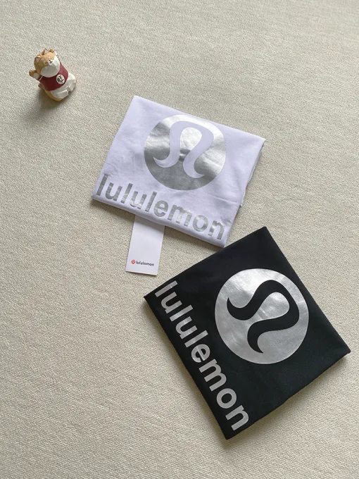Premium Qualität Lululemon Kurzarm Weiß Logo Luxus