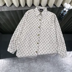 Meistverkaufte Louis Vuitton Langarm Weiß Denim Jacquard Luxus