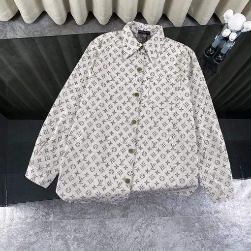 Meistverkaufte Louis Vuitton Langarm Weiß Denim Jacquard Luxus