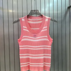 Bestseller Chanel Weste Pink Strick Gestreift Luxus