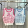 Premium Celine Weste Pink Strick Jacquard Luxus