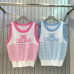 Premium Celine Weste Pink Strick Jacquard Luxus