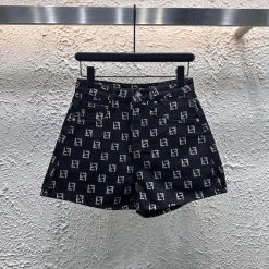 Luxus-Shorts von Fendi in schwarzem Denim, gewaschen, Luxus