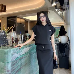Premium Prada Rock Schwarz Logo Luxus