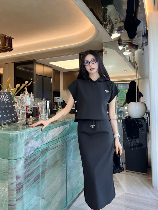 Premium Prada Rock Schwarz Logo Luxus