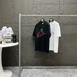 Hochwertiges Valentino Kurzarm-Logo-Shirt aus schwarzer Baumwolle
