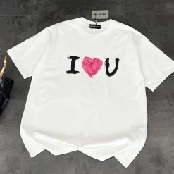 Premium Balenciaga Kurzarm-Kollektion in Pink mit Grafik