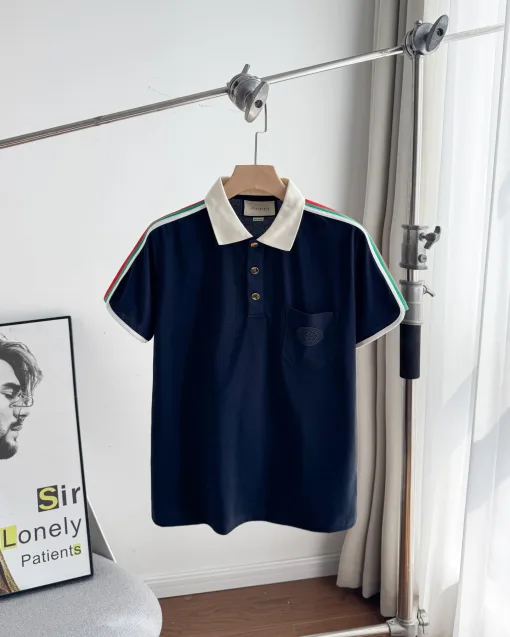 Bestseller Gucci Poloshirt aus schwarzer Baumwolle mit Logo-Kollektion