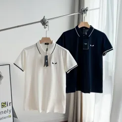Premium Qualität Fendi Poloshirt Schwarz Bestickt Luxus
