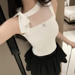 Premium Chanel Weste Weiß Strick Luxus
