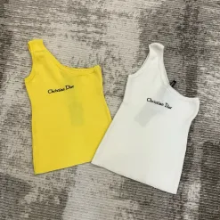 Hochwertige Dior Weste im gelben Strick-Monogramm-Stil