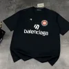 Premium Balenciaga Kurzarm Schwarz Jersey Logo Luxus