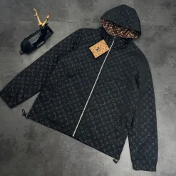 Hochwertige Louis Vuitton Jacken Schwarze Polyester-Jacquard-Kollektion