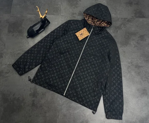 Hochwertige Louis Vuitton Jacken Schwarze Polyester-Jacquard-Kollektion