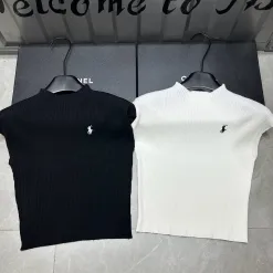 Premium Qualität Ralph Lauren Weste Schwarz Strick Bestickt Luxus