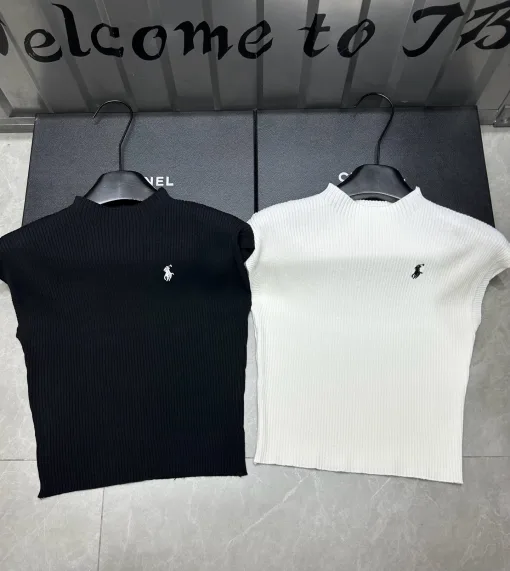 Premium Qualität Ralph Lauren Weste Schwarz Strick Bestickt Luxus