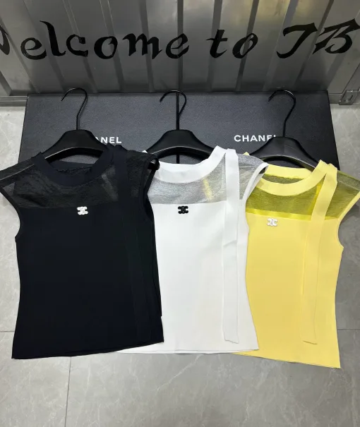 Bestseller Celine Weste Schwarz Strick Bestickte Kollektion