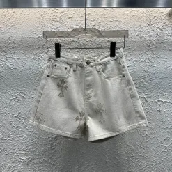 Hochwertige Chrome Hearts Shorts im Denim-Print-Stil