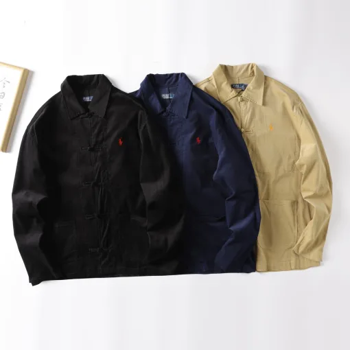 Hochwertige Ralph Lauren Hemden Schwarze Baumwollstickerei Kollektion