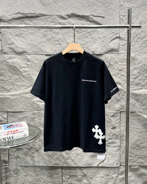 Meistverkaufte Chrome Hearts Kurzarm Schwarz Leder Washed Style
