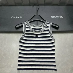 Hochwertige Chanel Weste Strick Gestreift Luxus