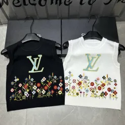Hochwertige Louis Vuitton Weste im schwarzen Strick-Stickerei-Stil