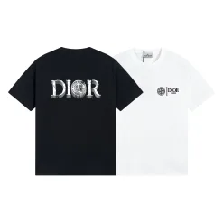 Hochwertiger Dior Kurzarm-Stil aus schwarzer Baumwolle mit atmungsaktivem Stil