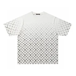 Luxus Louis Vuitton Kurzarm Weiß Baumwolle Farbverlauf Luxus