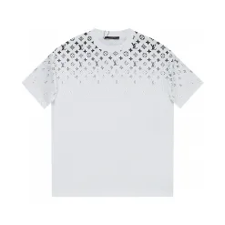 Hochwertiges Louis Vuitton Kurzarm-Shirt aus weißer Baumwolle mit Farbverlauf