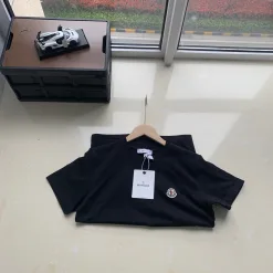 Premium Moncler Kurzarm Weiß Baumwolle Bestickt Luxus