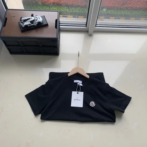 Premium Moncler Kurzarm Weiß Baumwolle Bestickt Luxus