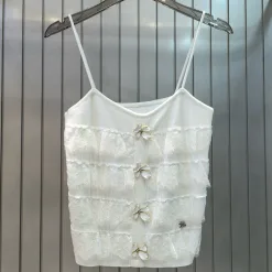 Premium Chanel Hosenträger im weißen Strick-Stil