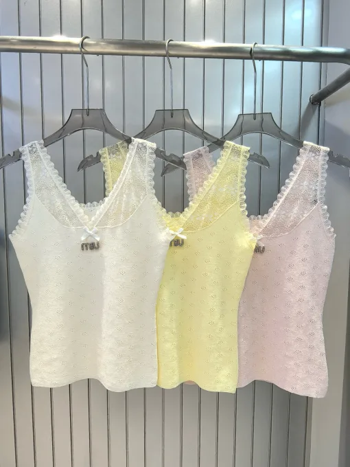 Premium Qualität Miu Miu Weste Weiß Strick Luxus