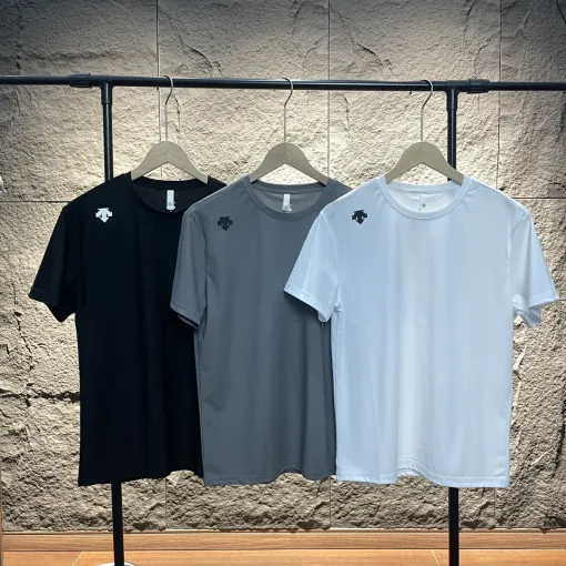 Bestseller Descente Kurzarm Schwarz Seide Logo Luxus