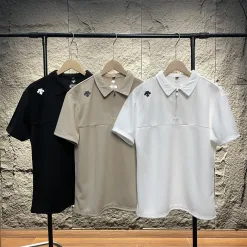 Hochwertige Descente Kurzarm-T-Shirts Schwarz Atmungsaktiver Stil