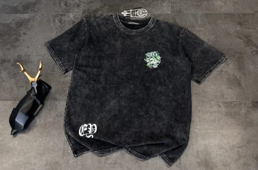 Premium Chrome Hearts Kurzarm Schwarz Baumwolle Atmungsaktiv Stil
