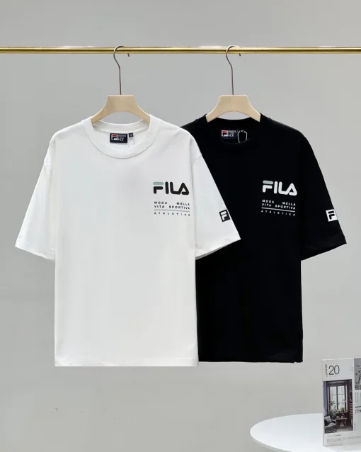Bestseller Fila Kurzarm-Kollektion aus schwarzer Baumwolle
