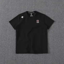 Premium Descente Kurzarm Schwarz Seide Atmungsaktiv Stil