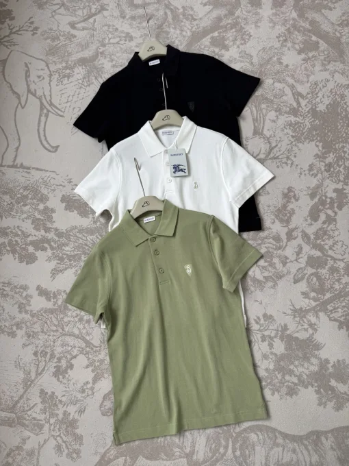 Hochwertiges Burberry-Poloshirt aus schwarzer Baumwolle mit Stickerei
