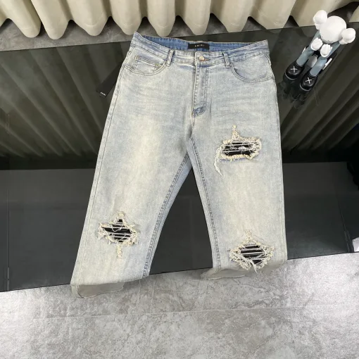 Luxus Ami Hose Denim Distressed Luxus