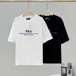 Bestseller Fila Kurzarm Schwarz Baumwolle Logo Luxus