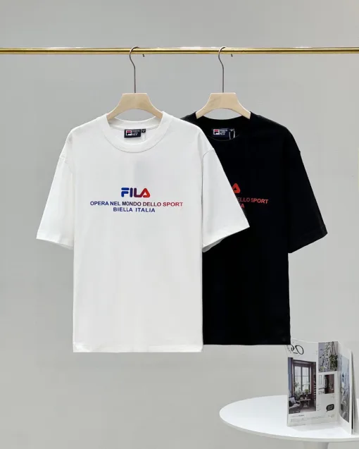 Bestseller Fila Kurzarm Schwarz Baumwolle Logo Luxus
