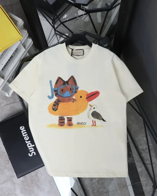 Premium Gucci Kurzarm Beige Print Style