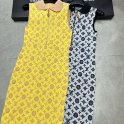 Premium Qualität Louis Vuitton Weste Gelb Strick Jacquard Luxus